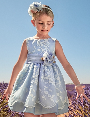 Embroidered Organza Dress Abel and Lula - Light blue