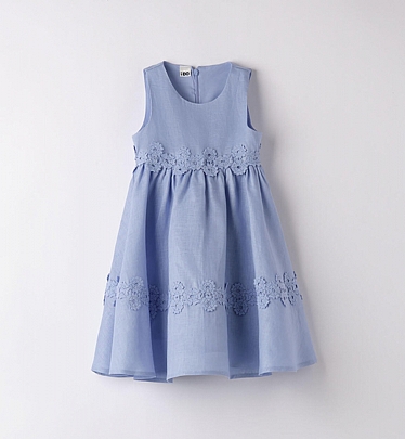 iDO φόρεμα για κορίτσια 100% λινό - Γαλάζιο