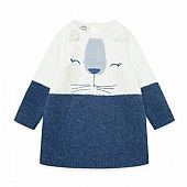 BLUE LITTLE FACE KNITTED DRESS FOR GIRLS GLACIAR : 1