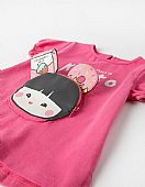 T-SHIRT WITH POCKET FOR BABY GIRLS &apos;SNACK&apos;, PINK 