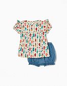 Sleeveless blouse set with shorts colorful patterns 