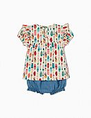 Sleeveless blouse set with shorts colorful patterns 