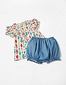 Sleeveless blouse set with shorts colorful patterns 