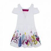 WHITE PRINTED SATIN DRESS FOR GIRLS TUC TUC : 2