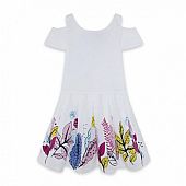 WHITE PRINTED SATIN DRESS FOR GIRLS TUC TUC : 1