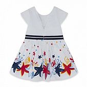 WHITE STARS POPLIN DRESS FOR GIRLS RED SUBMARINE : 2