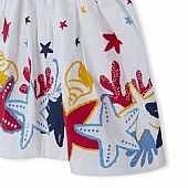 WHITE STARS POPLIN DRESS FOR GIRLS RED SUBMARINE : 4