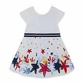 WHITE STARS POPLIN DRESS FOR GIRLS RED SUBMARINE : 1