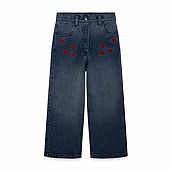 BLUE WIDE DENIM TROUSERS FOR GIRLS 