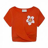 RED FLOWER JERSEY T-SHIRT FOR GIRLS 