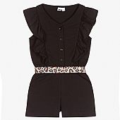 Girls Black Cotton Playsuit i DO  : 1