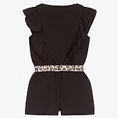 Girls Black Cotton Playsuit i DO  : 2