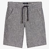 Blue Striped Linen Shorts : 2