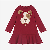 Girls Red Cotton Dress iDO : 1